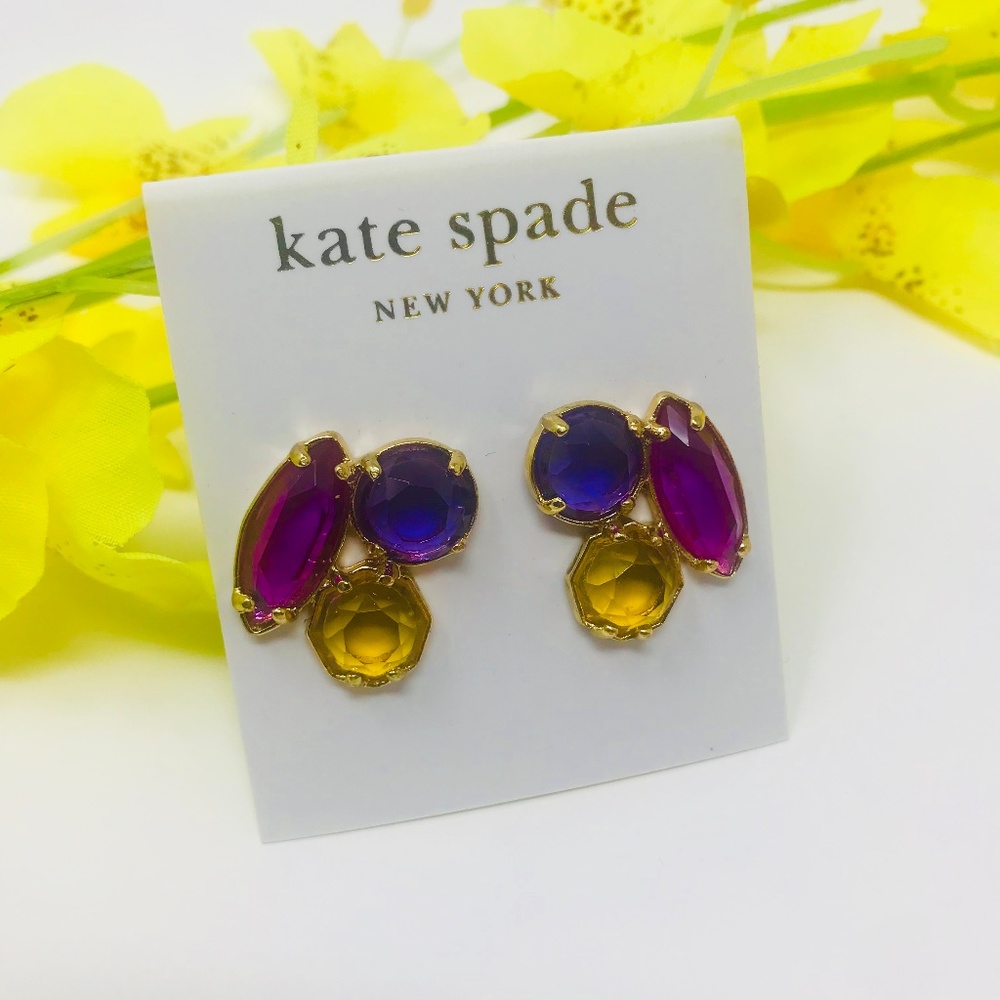 Kate Spade Multi Color Stud Earrings NEW w/ Pouch